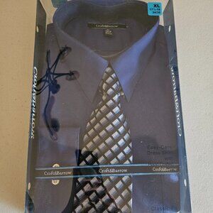 NWT Croft & Barron Blue Button Down Shirt and Tie Size 17 1/2 -18 34/35